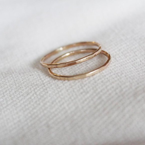 Thin Hammered Gold Filled Stacking Ring - Picture 1 of 3